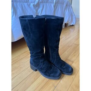 Hush Puppies Black Suede Waterproof Knee High Boots Women's Size 7.5 M